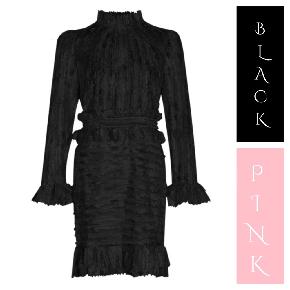 Stunning Feathered Ruffle Dress The Alessea - Picture 4 of 11